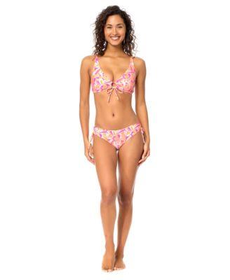 raisins womens west side v neck swim bikini top luna printed swim bottoms
