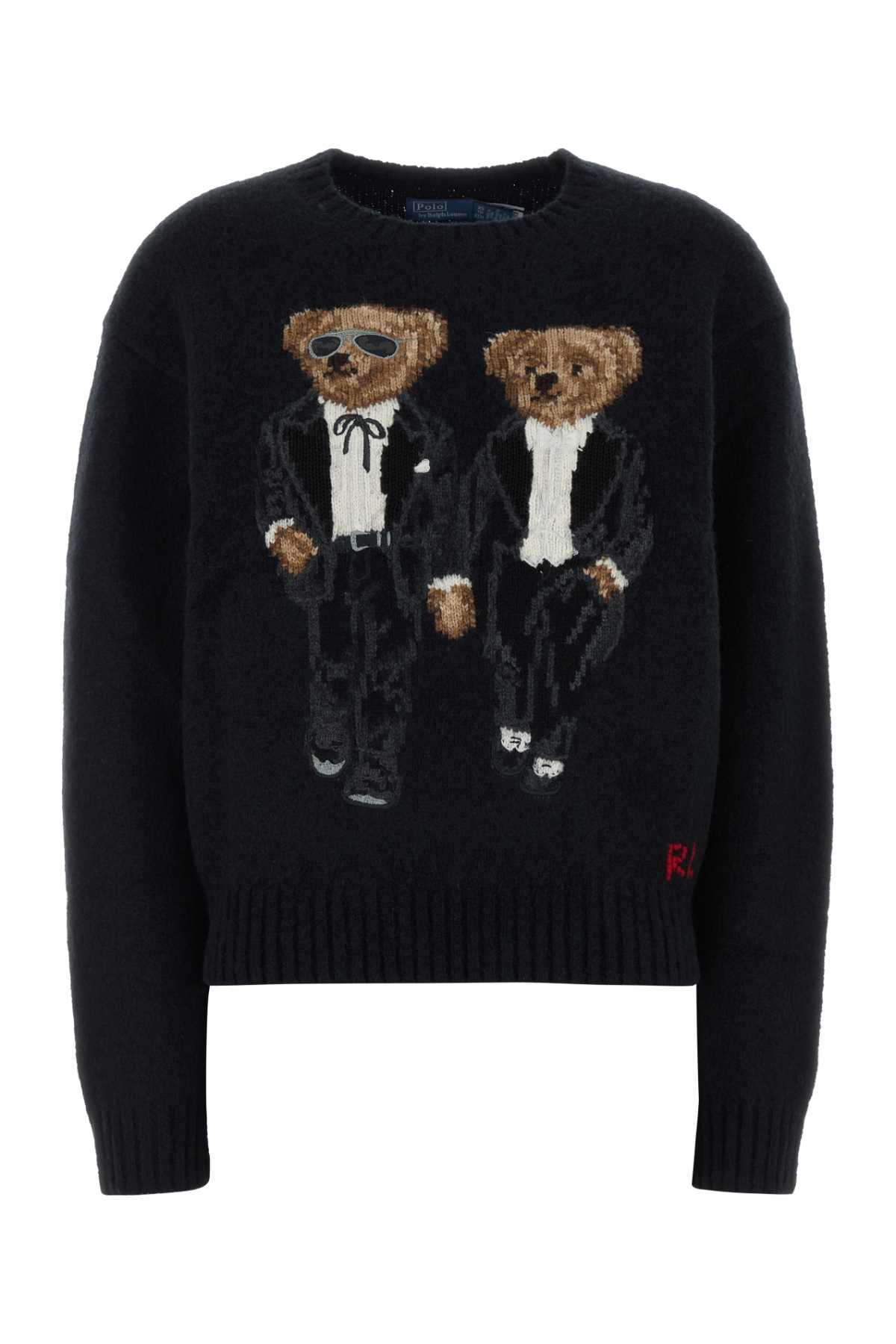 ralph lauren black wool blend sweater