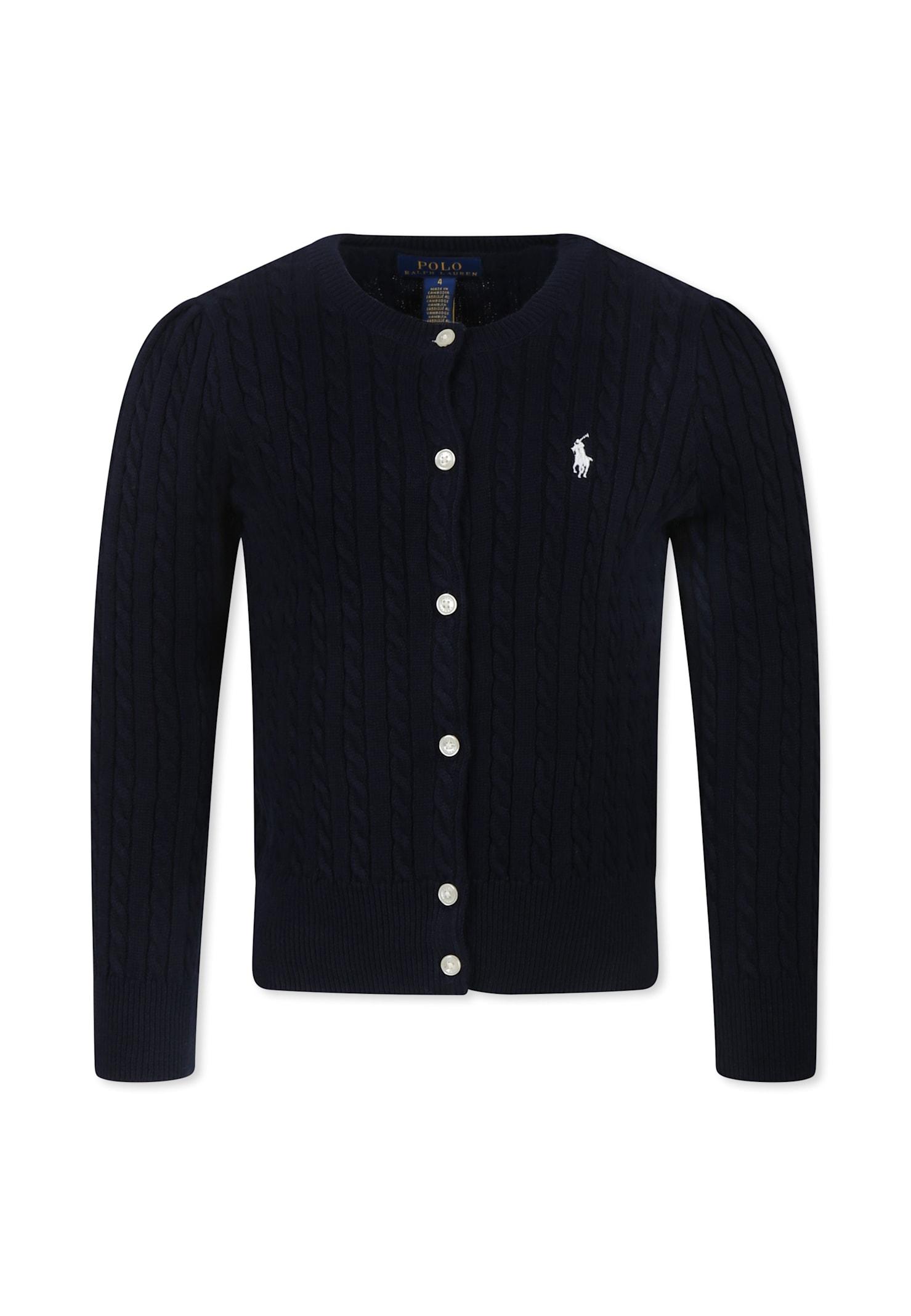 ralph lauren blue cardigan for girl wih horse