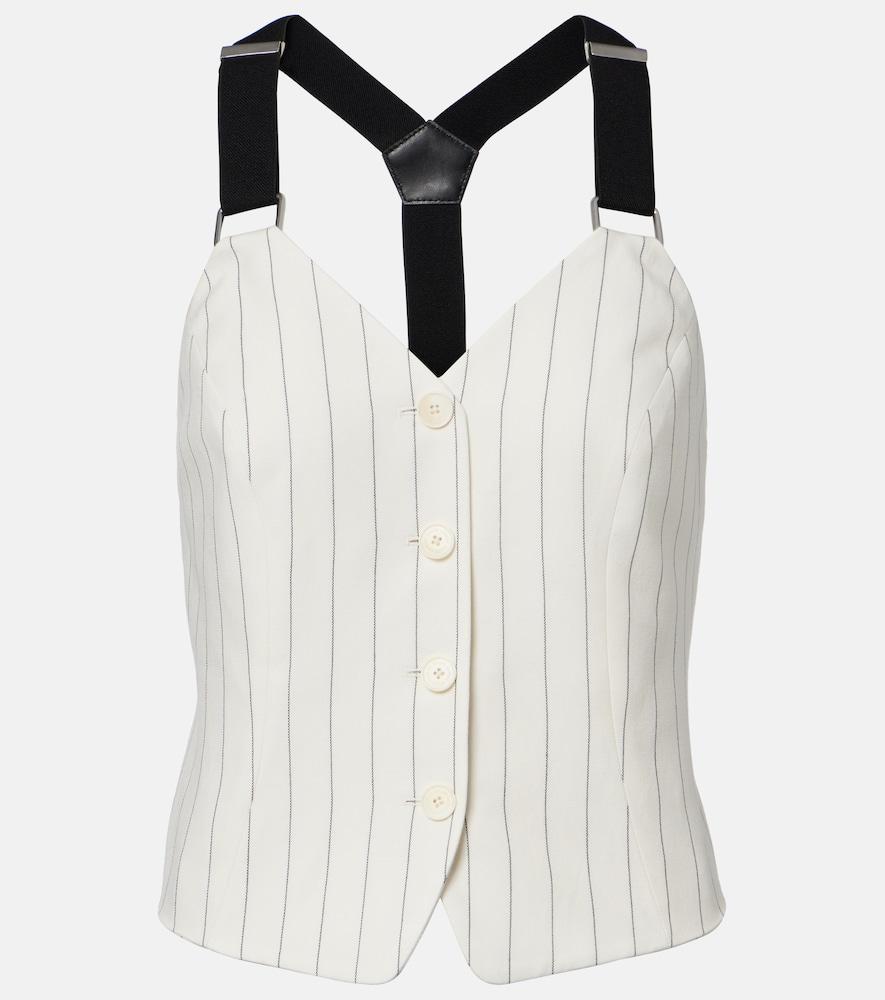 ralph lauren collection donnella pinstriped cotton, linen and wool bustier top
