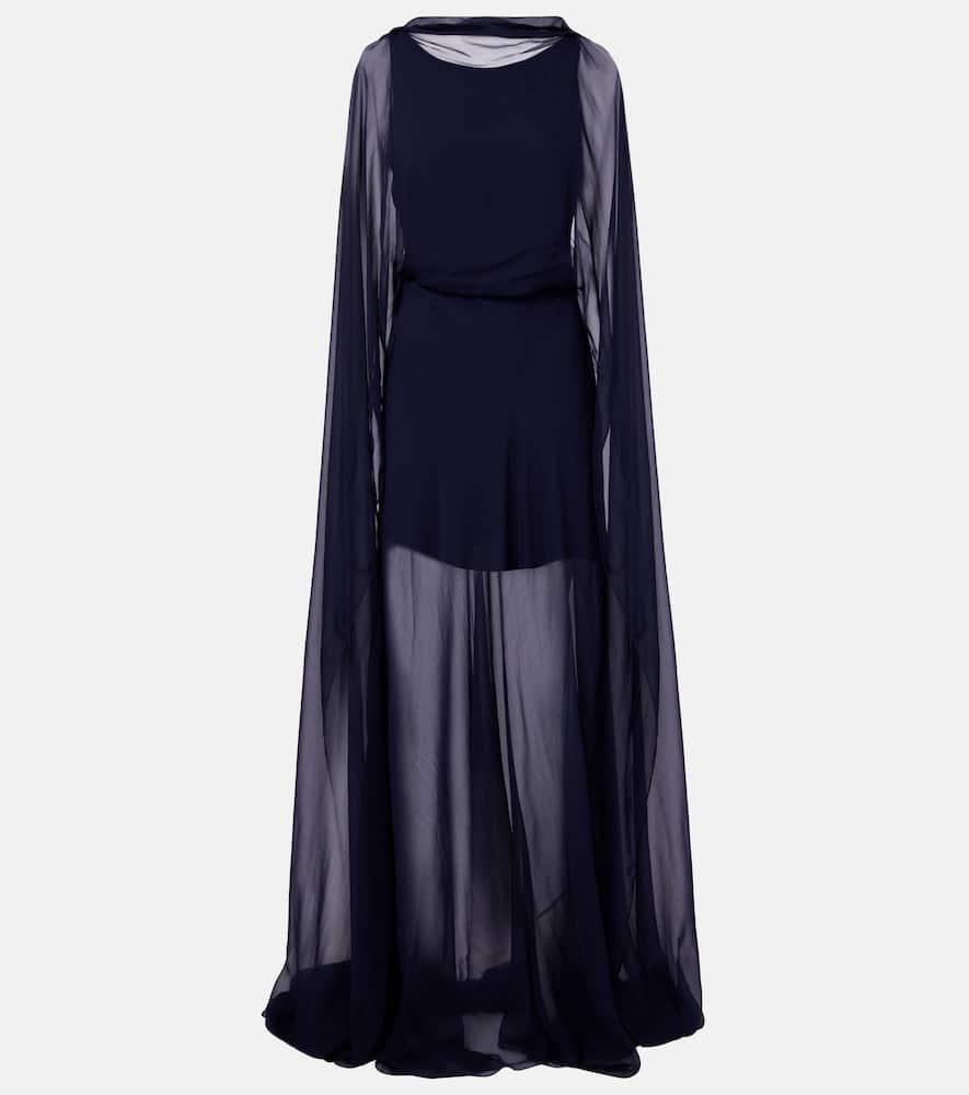 ralph lauren collection dylon caped silk gown