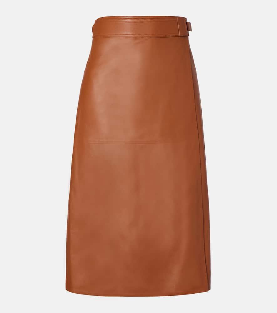 ralph lauren collection jacqueline leather midi skirt