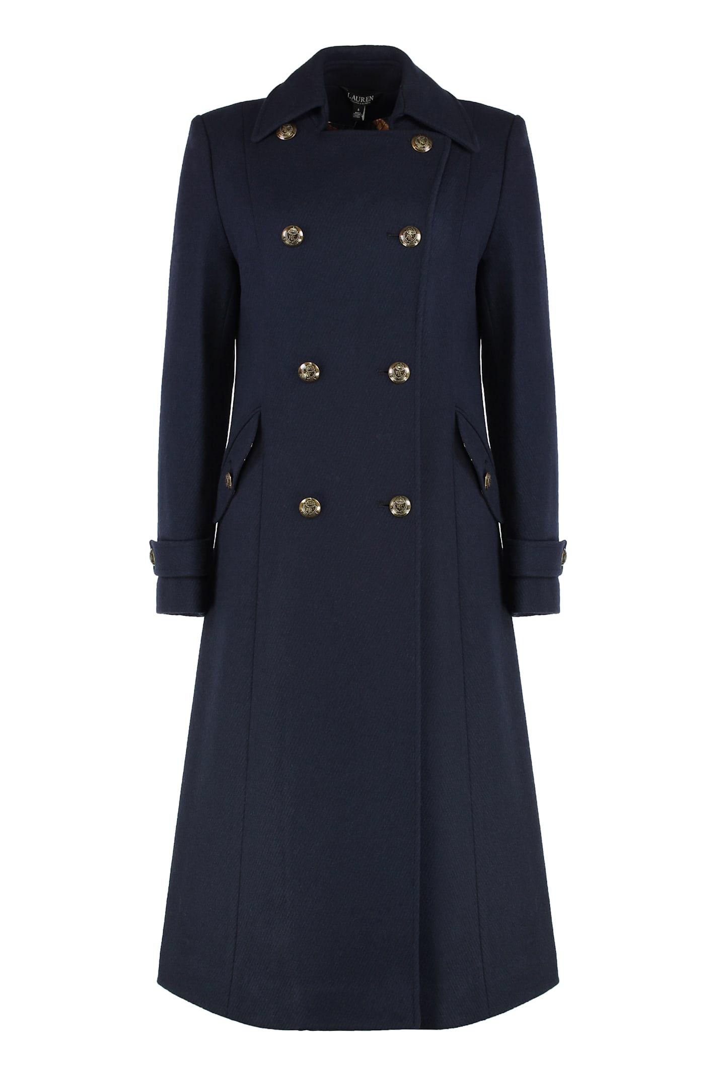 ralph lauren double-breasted coat in wool