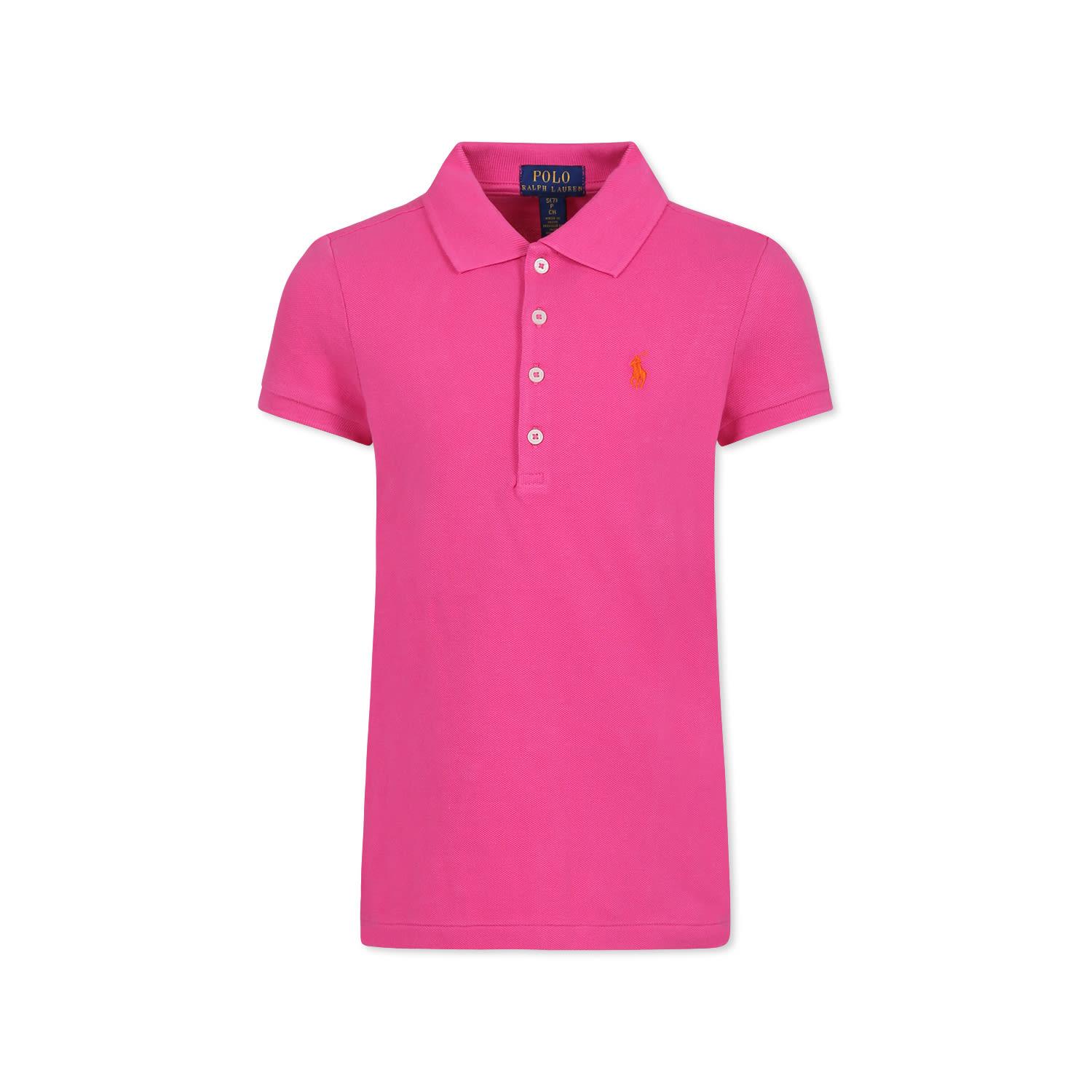 ralph lauren fuchsia polo shirt for girl with horse