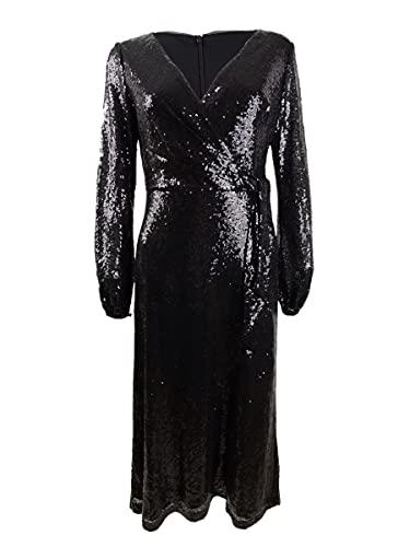 ralph lauren lauren women's sequined fit & flare dress (2, black)