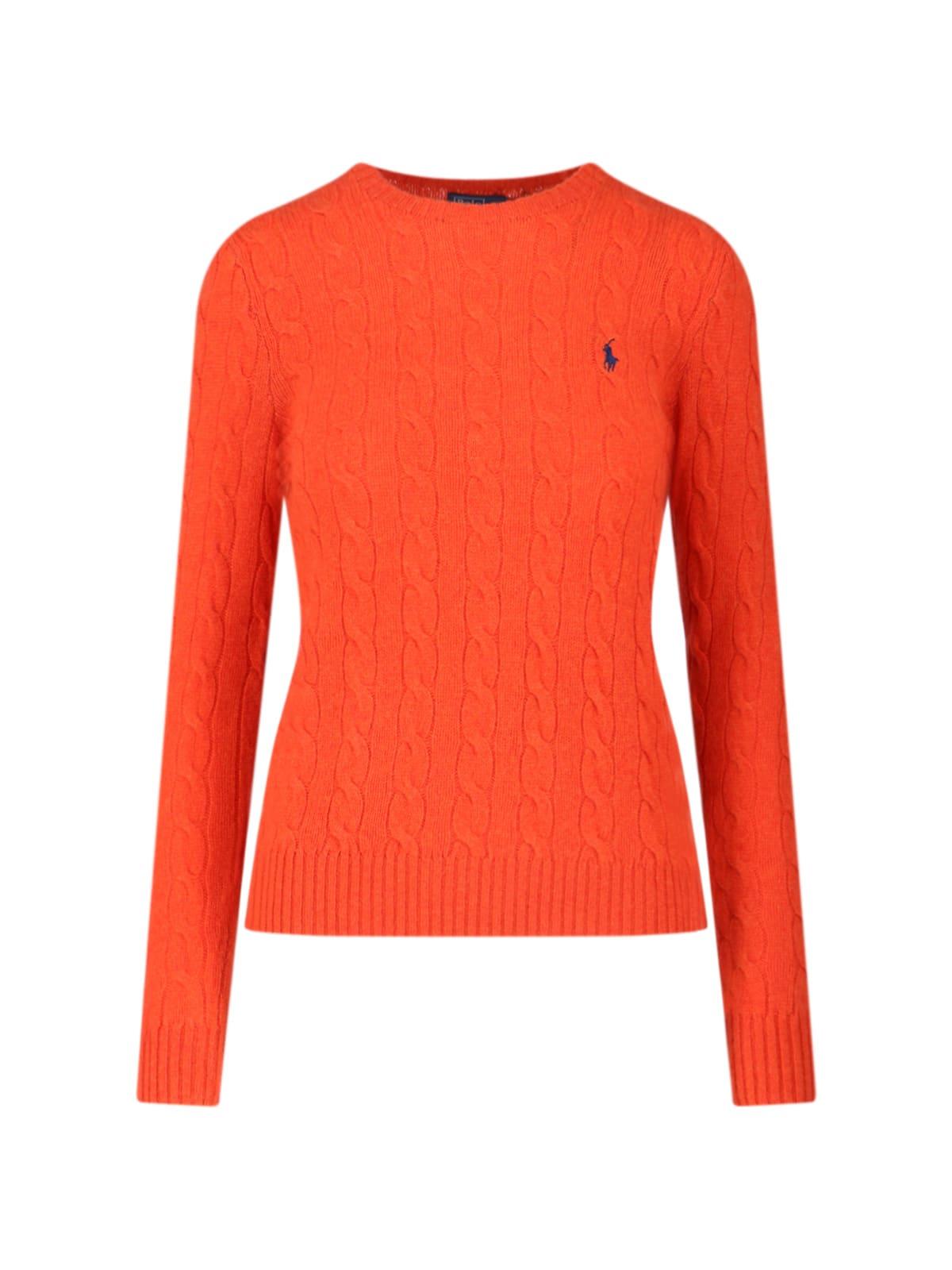 ralph lauren logo braided sweater