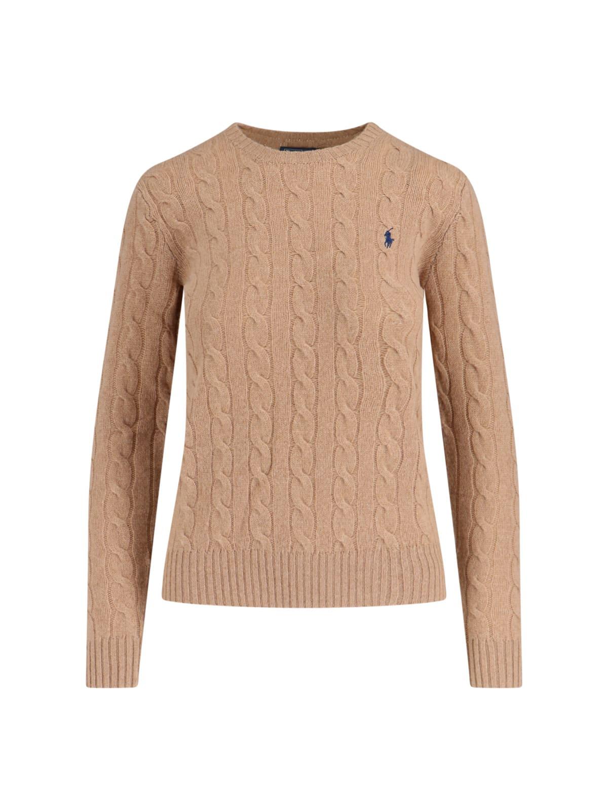 ralph lauren logo braided sweater