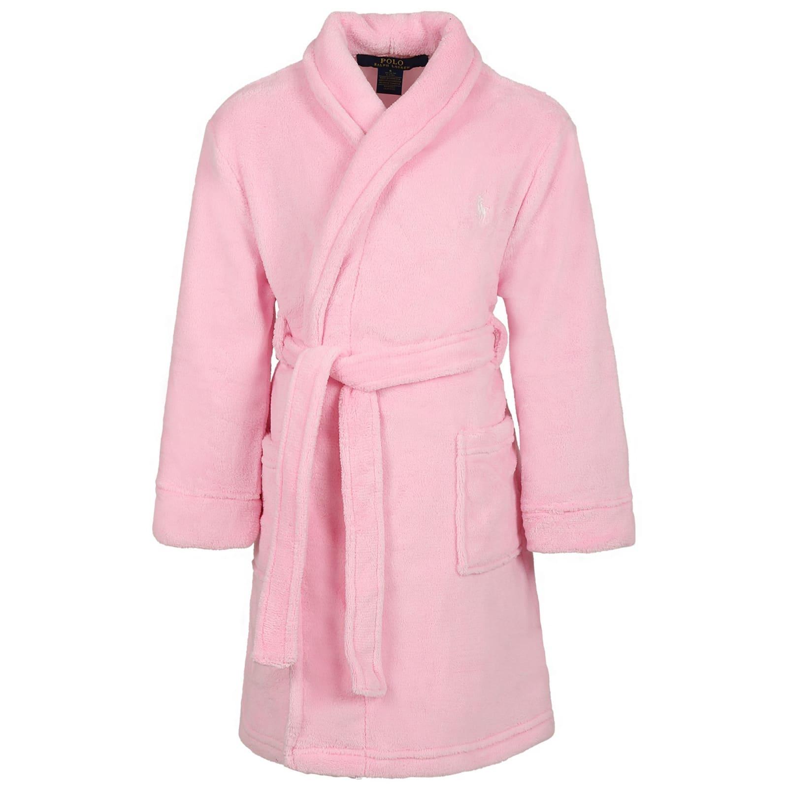 ralph lauren pink bathrobe for girl with logo