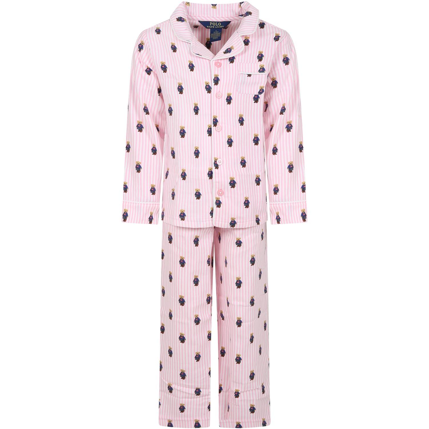 ralph lauren pink pajamas for girl with bears