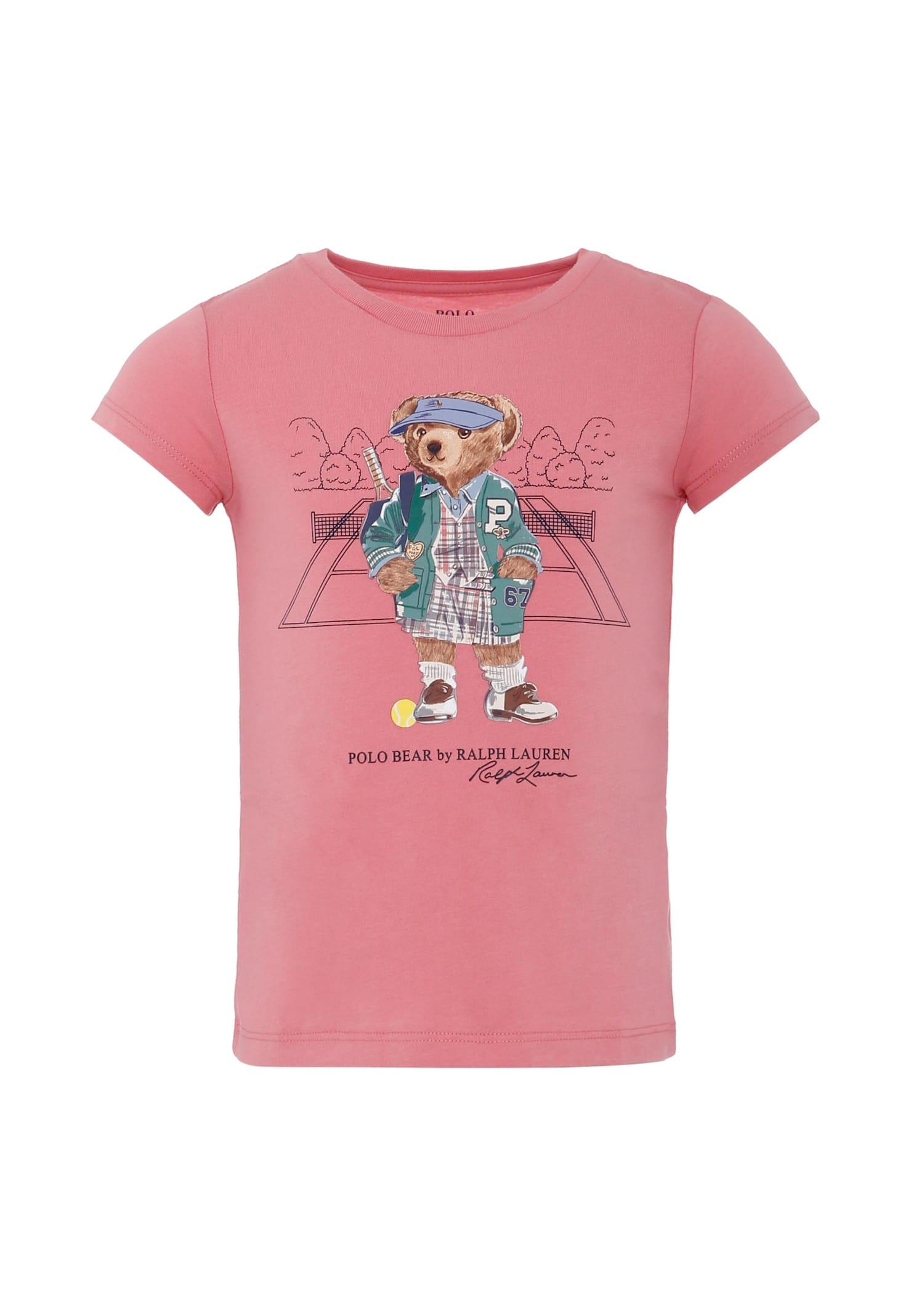 ralph lauren pink t-shirt for girl with polo bear