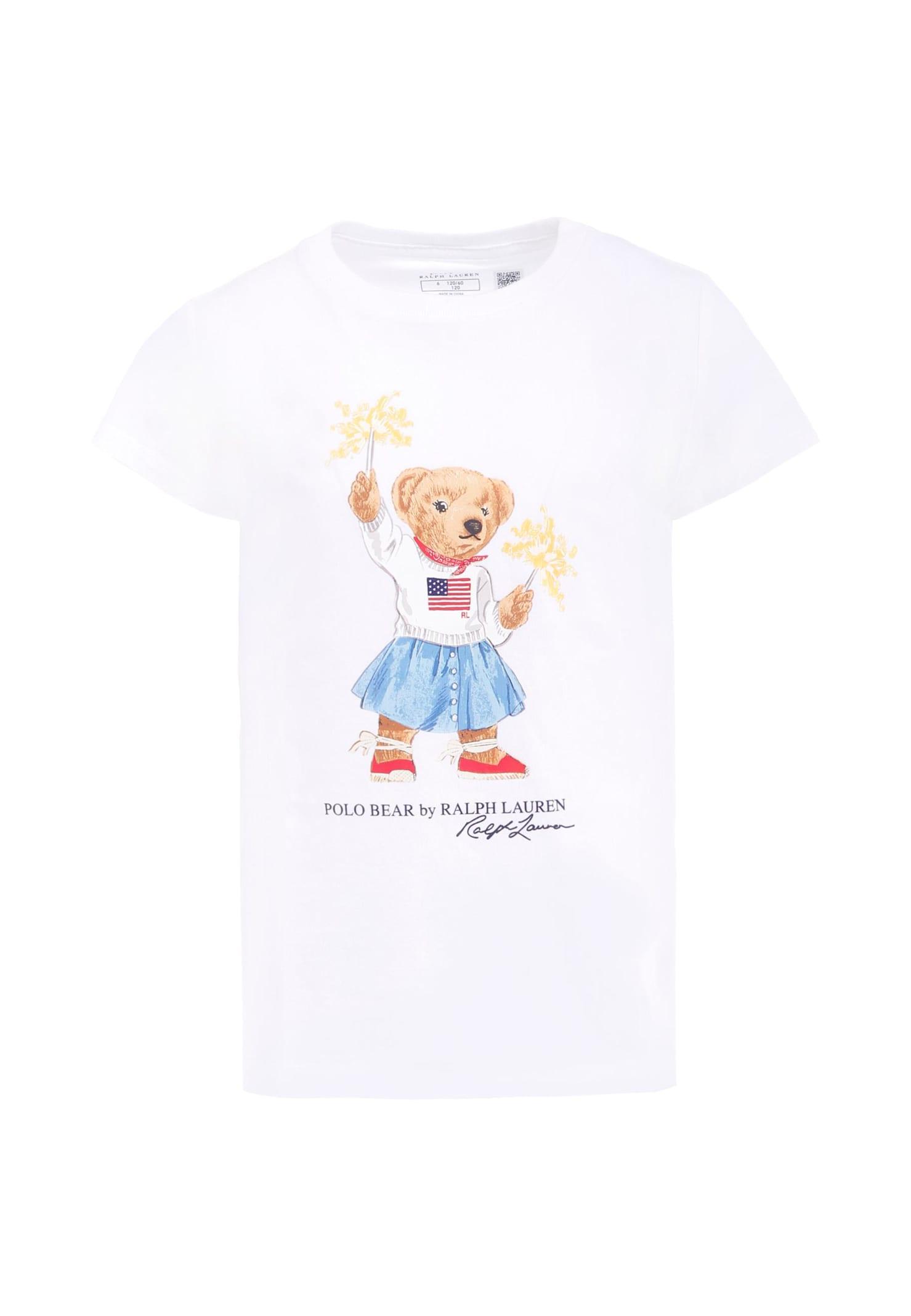 ralph lauren white t-shirt for girl with polo bear