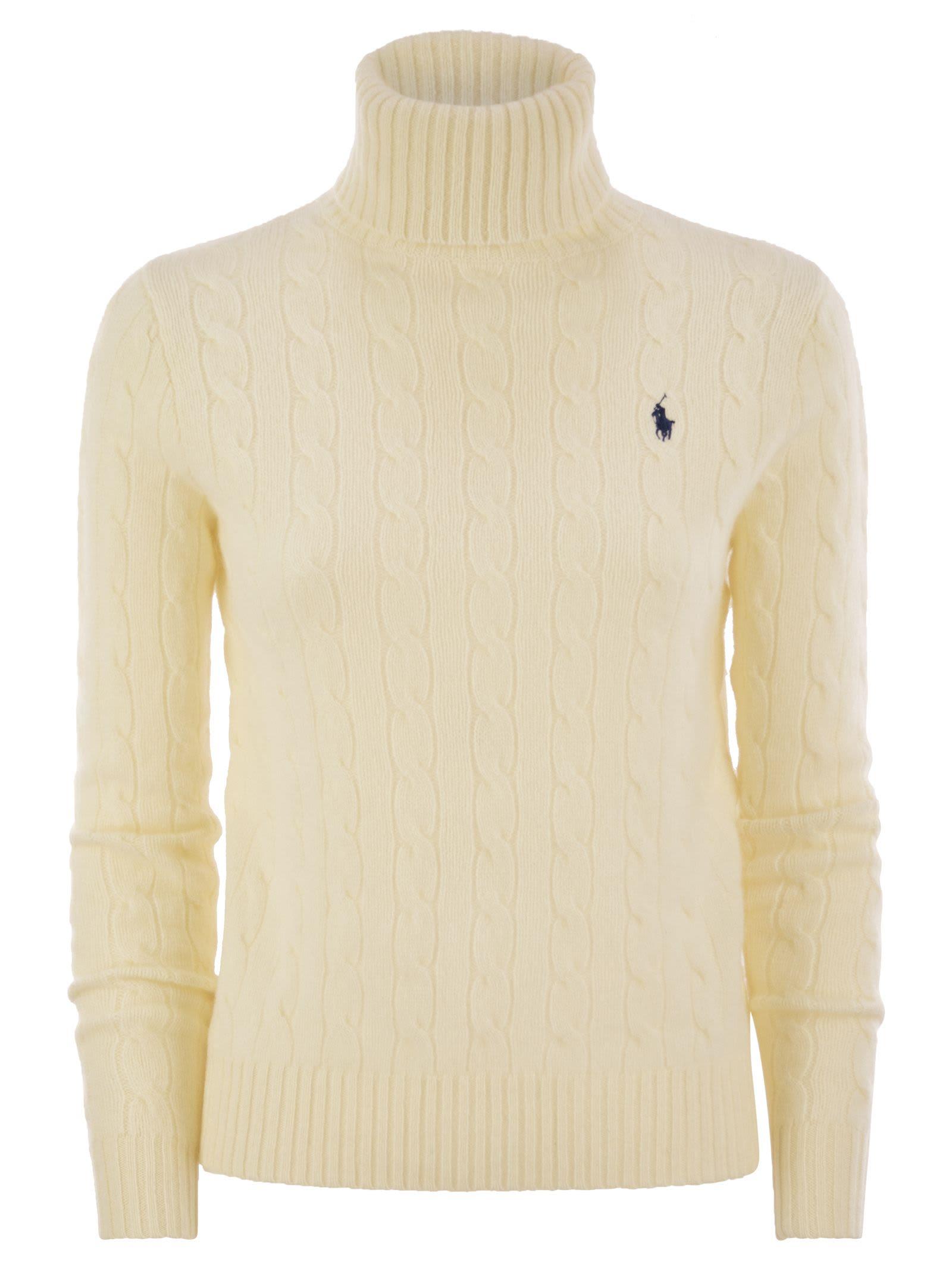 ralph lauren wool and cashmere cable-knit turtleneck sweater