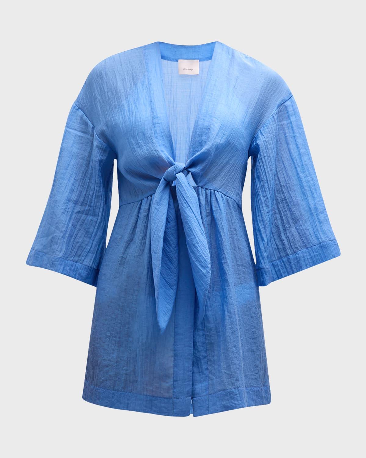 ralpha crinkled mini dress coverup