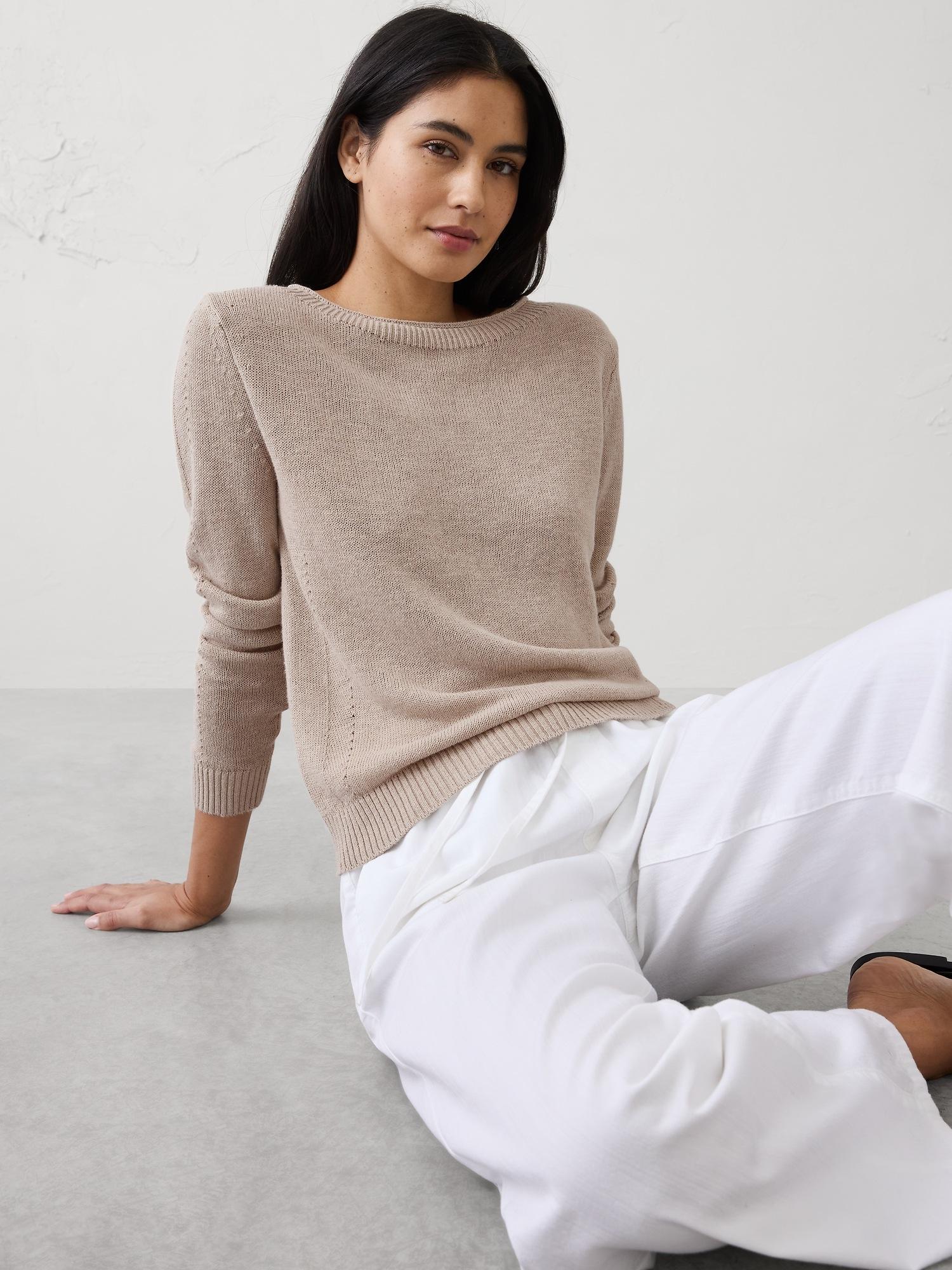 ramie-cotton pointelle sweater