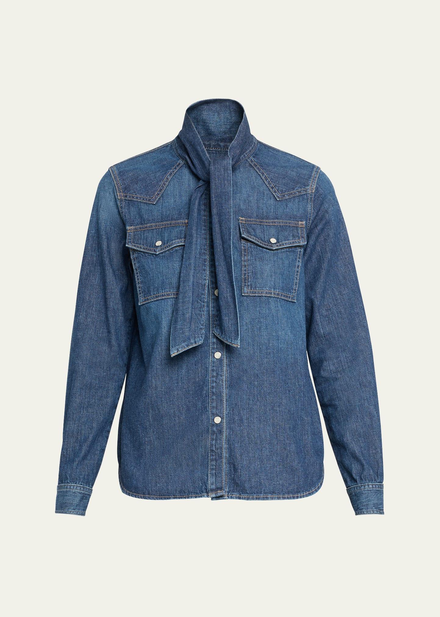 ranchers daughter denim tie-neck shirt