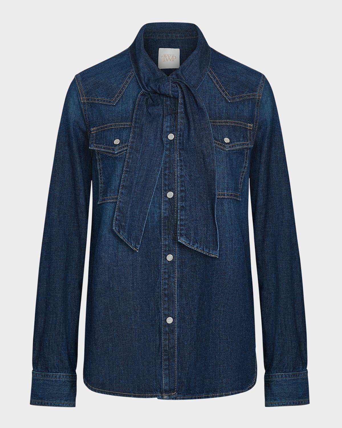 ranchers daughter denim tie-neck shirt