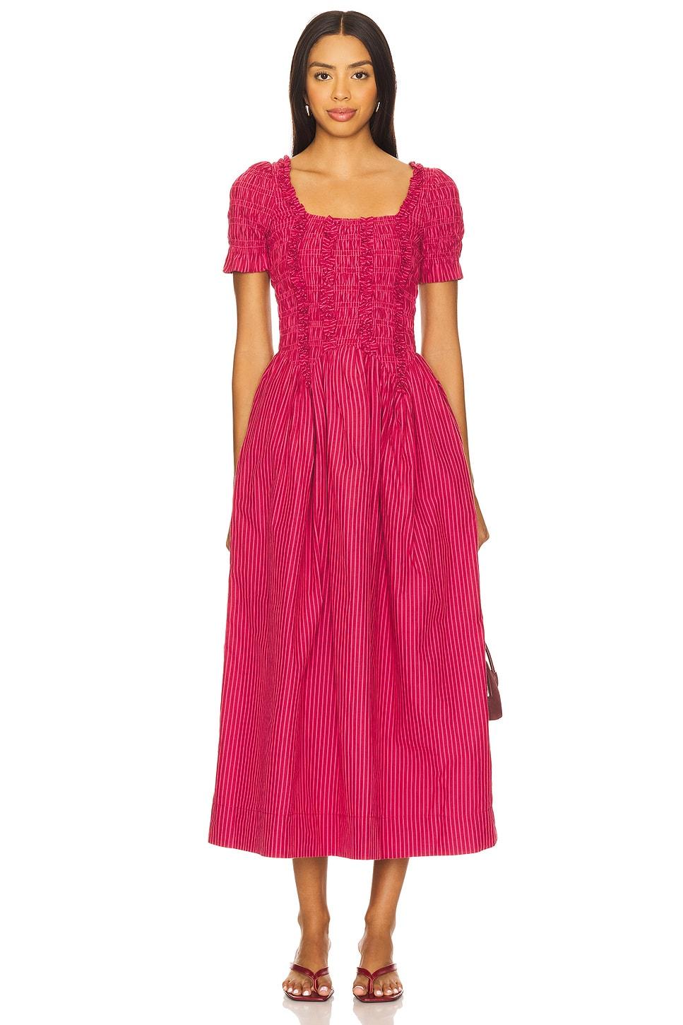 raphaela ruffle midi dress