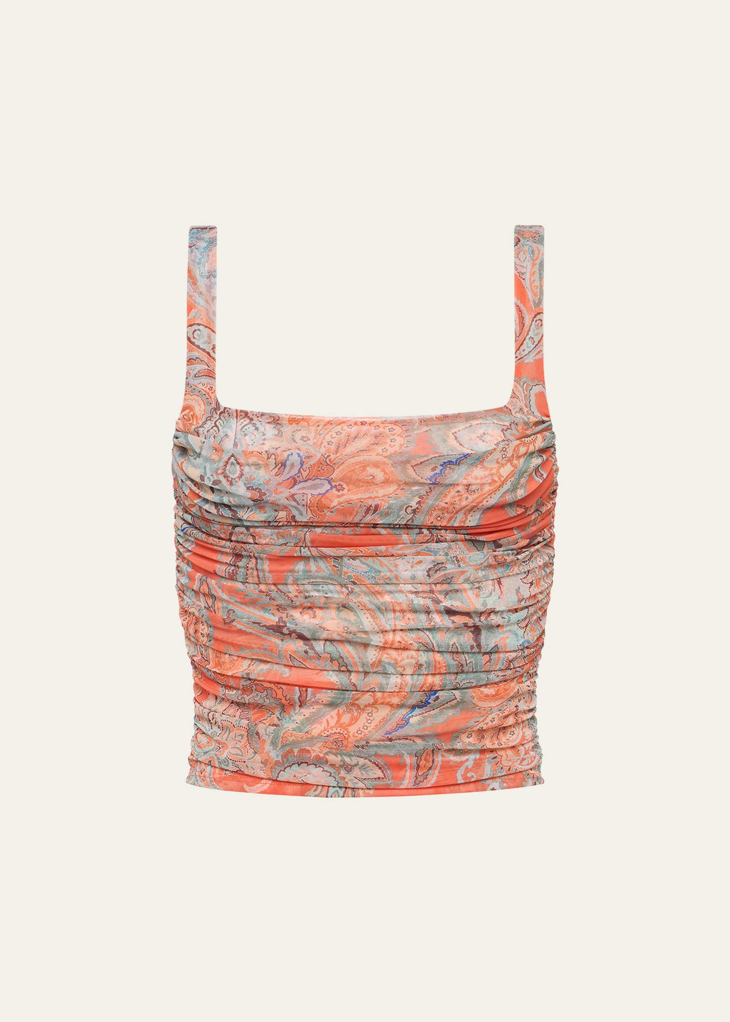rasha shirred paisley tank top