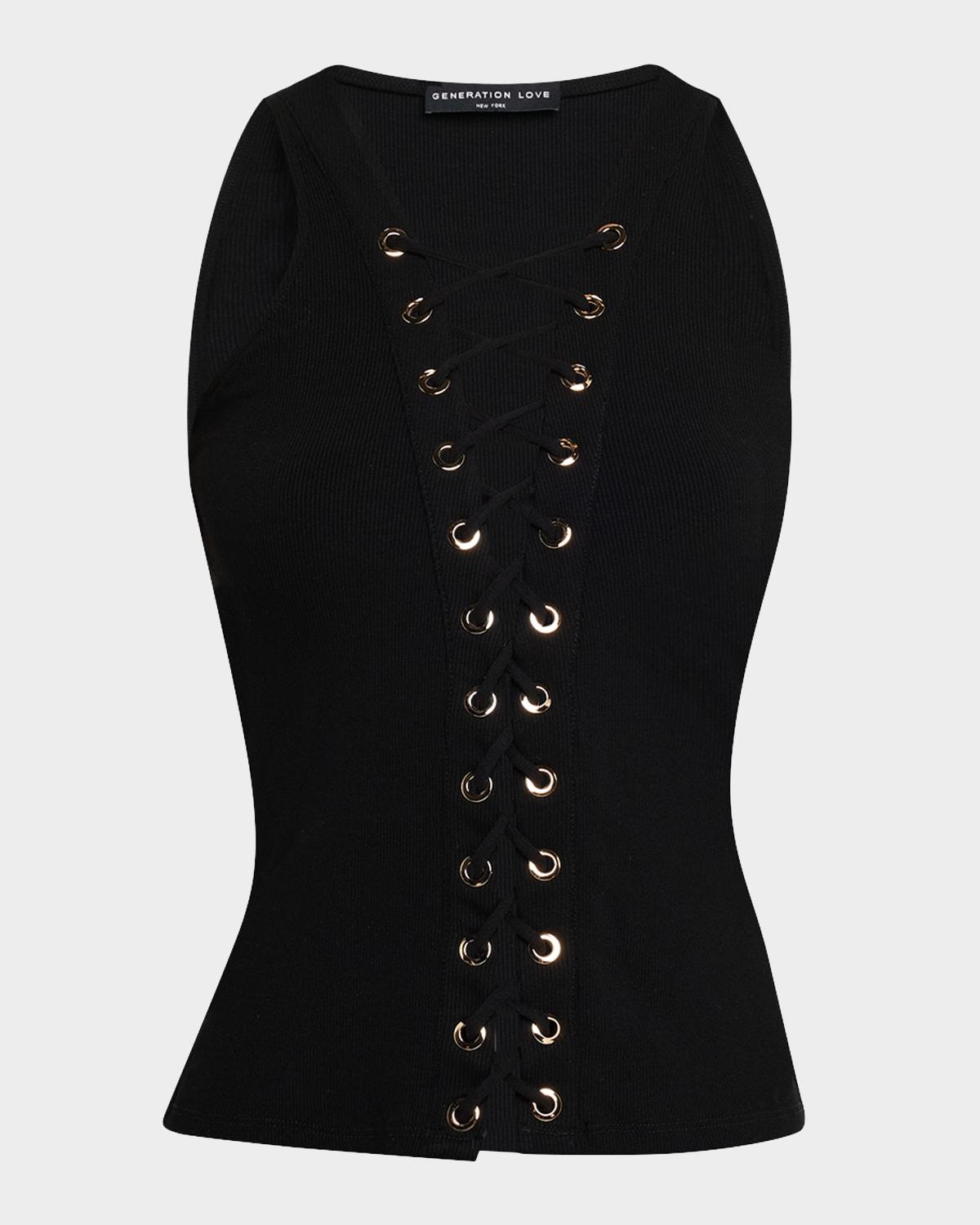 rashelle sleeveless lace-up top