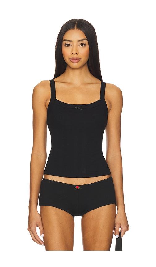 rat boi pointelle cami top in black.