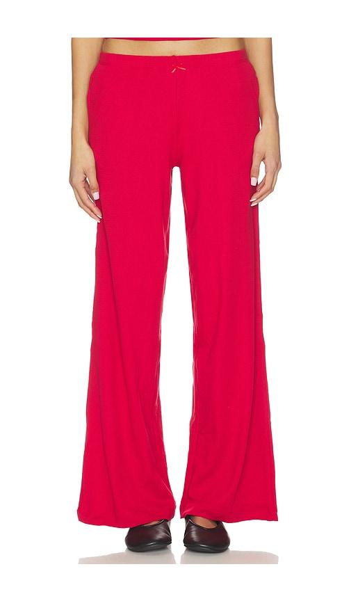 rat boi pointelle crop pant in red.