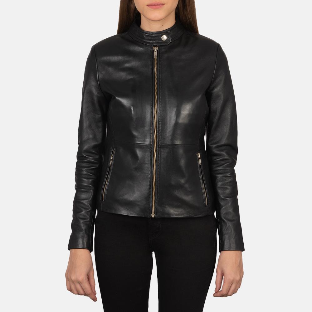rave black leather biker jacket