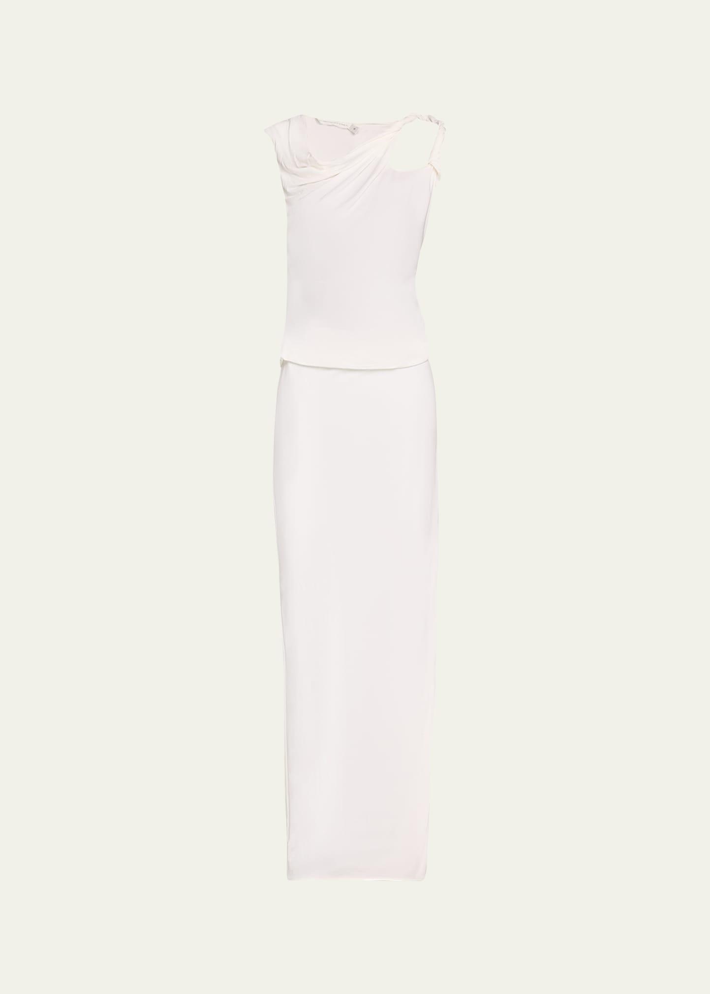 ravelled jersey cutout column maxi dress