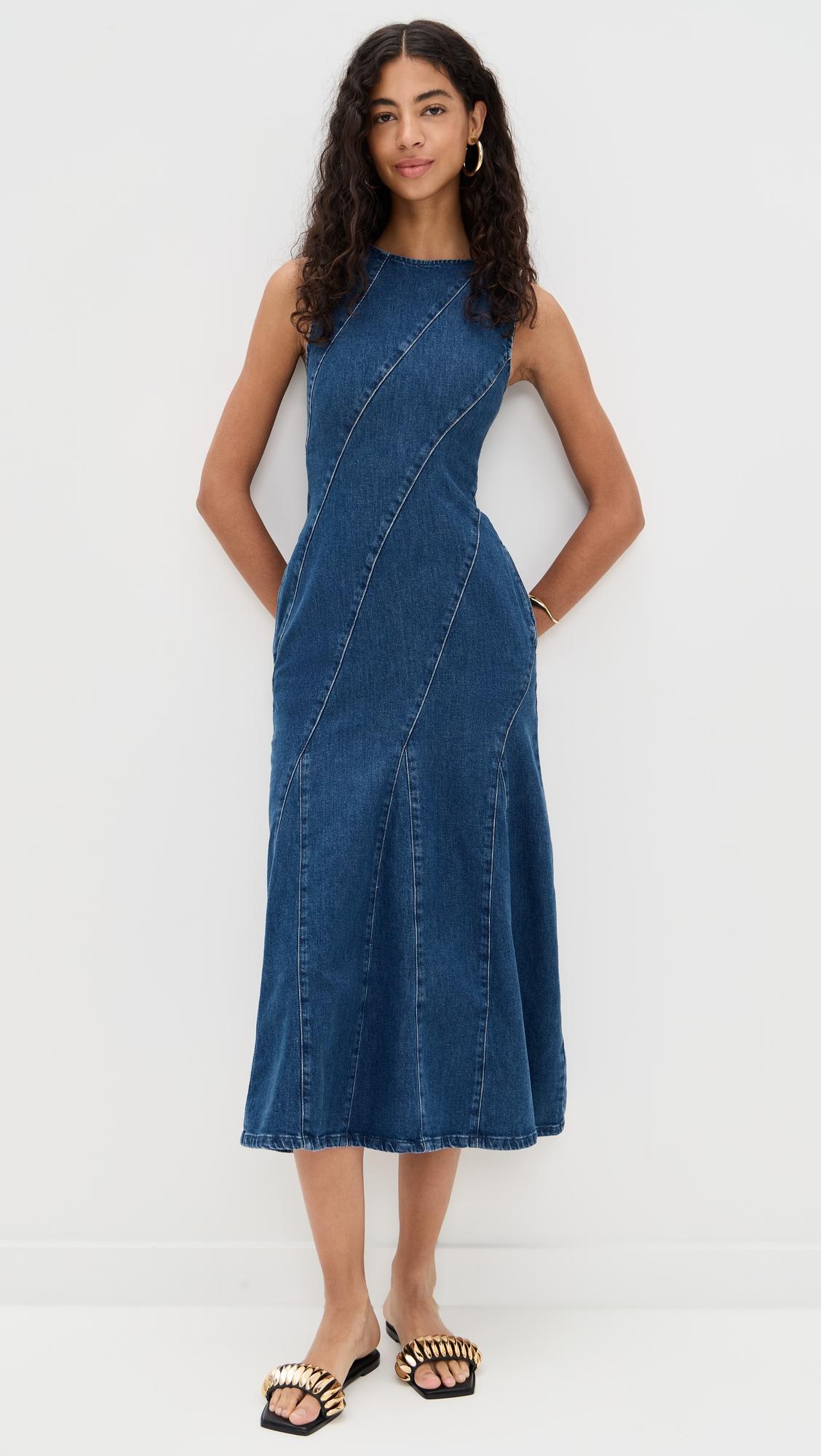 raven denim midi dress
