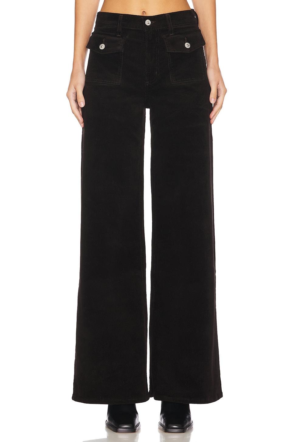 raven patch pocket wide leg pant