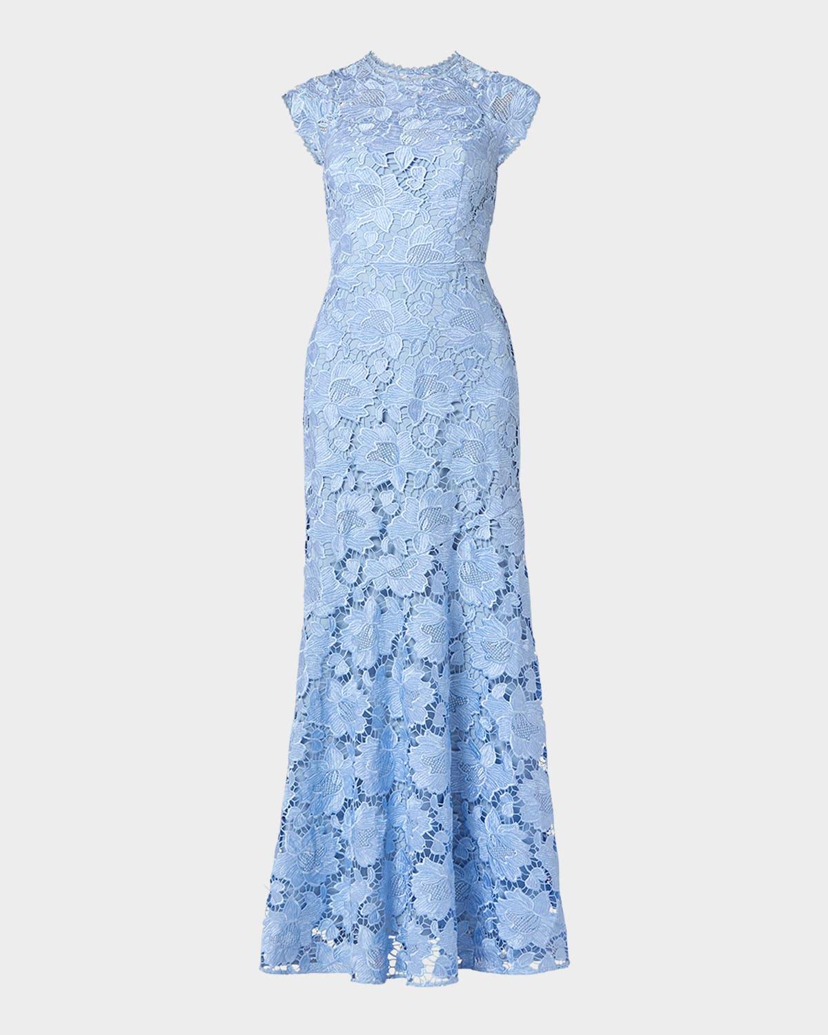 raven sleeveless floral lace gown