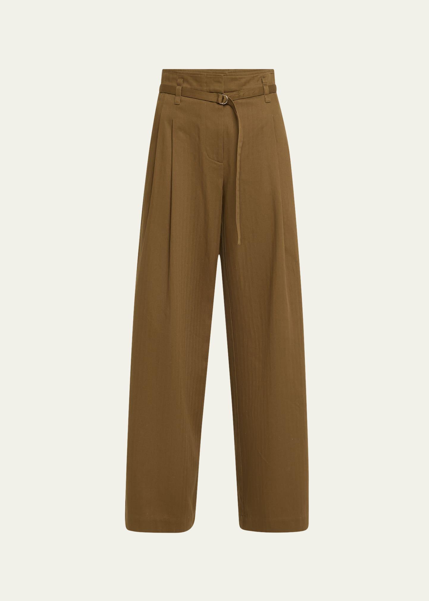 raver belted fine herringbone pants