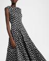 ravioli jacquard sleeveless a-line midi dress