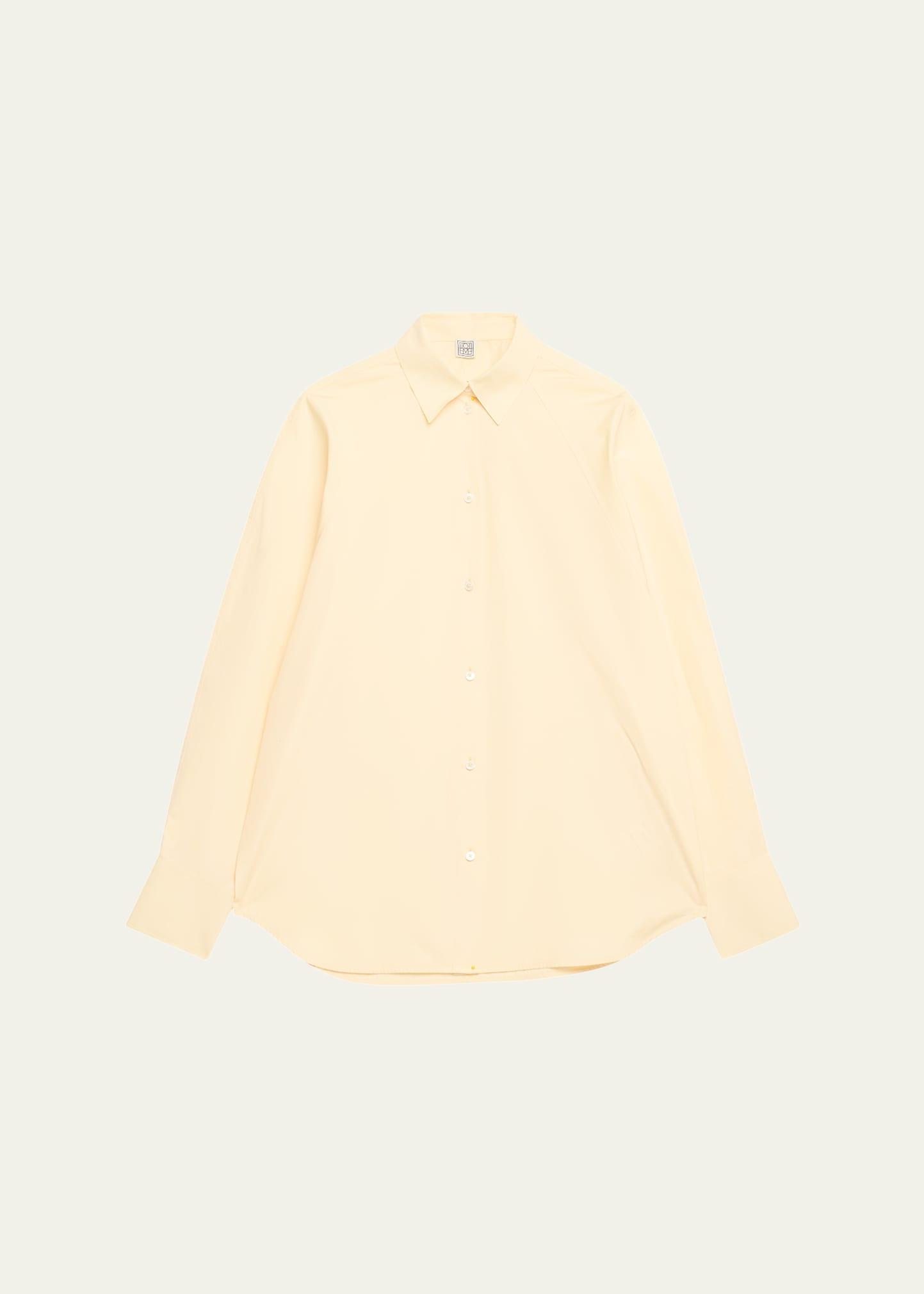 raw-edge raglan-sleeve button-down shirt