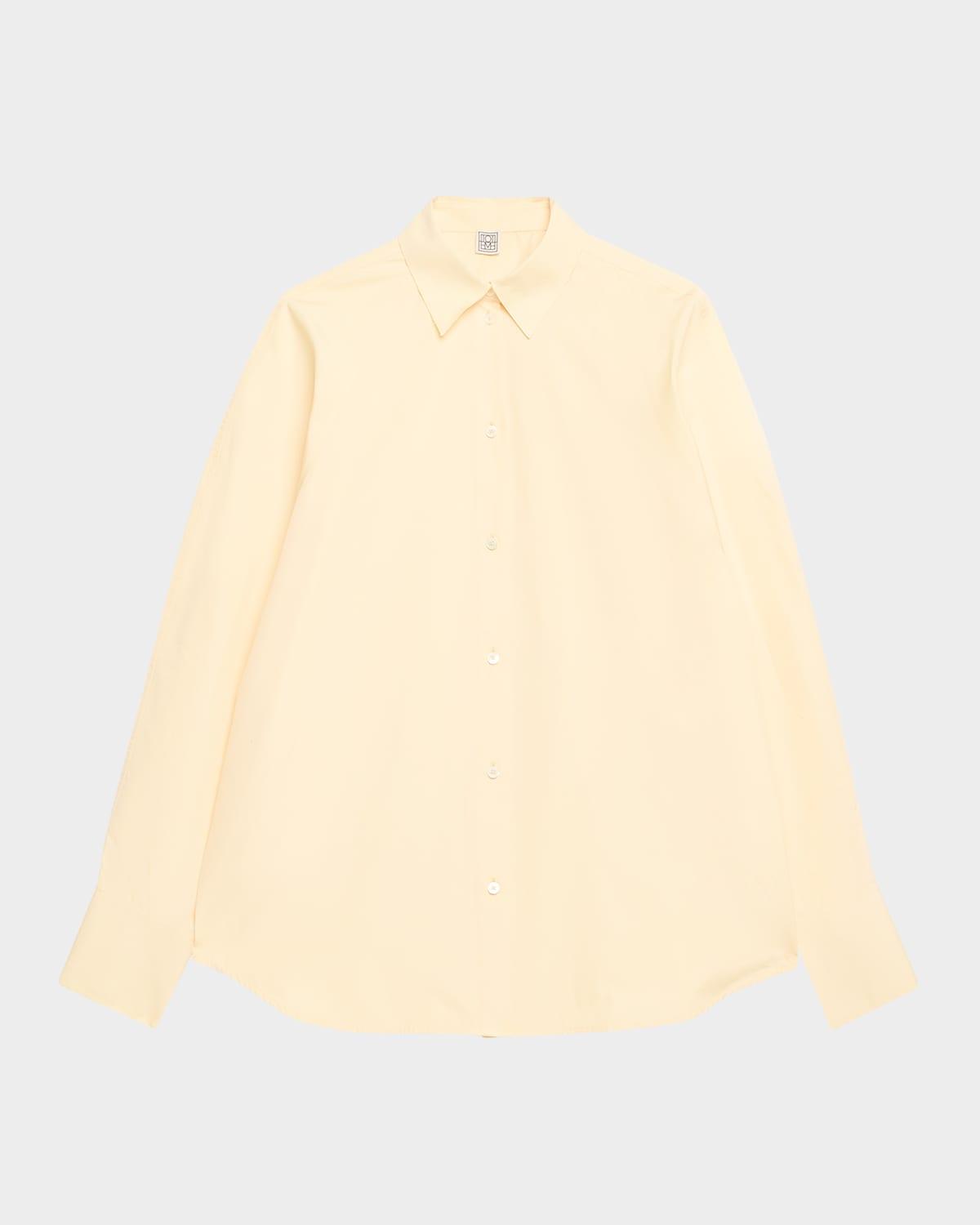 raw-edge raglan-sleeve button-down shirt