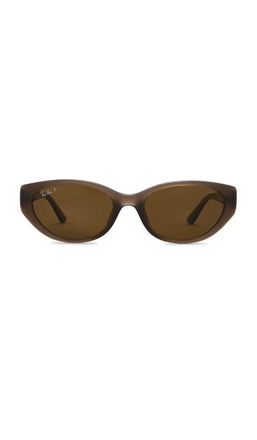 ray-ban oval sunglasses in brown.