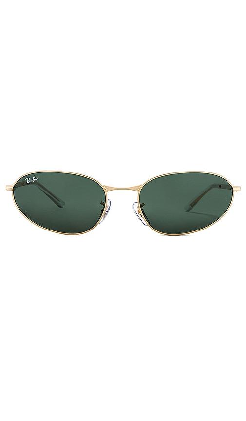 ray-ban oval sunglasses in metallic gold.