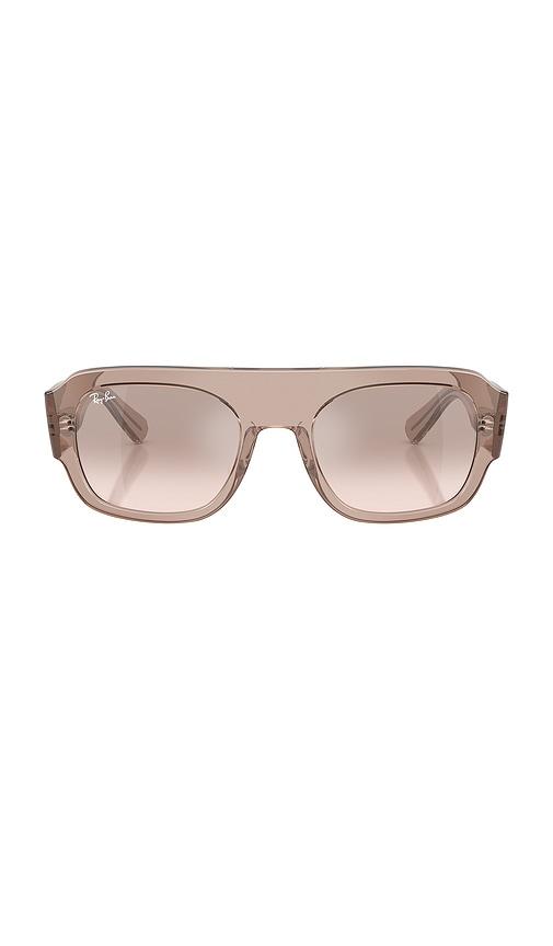 ray-ban translucent shield sunglasses in mauve.