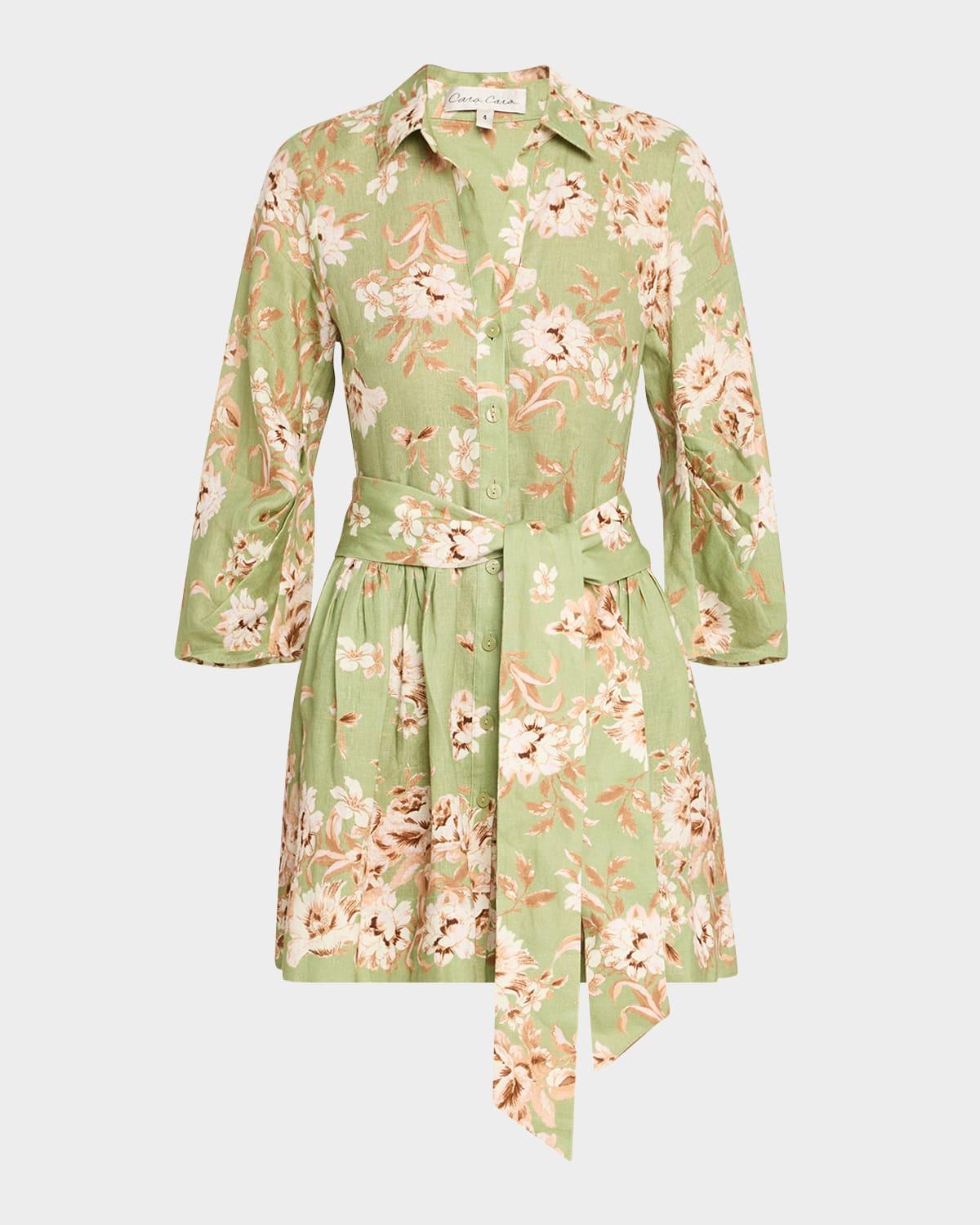 raya floral button-front mini dress