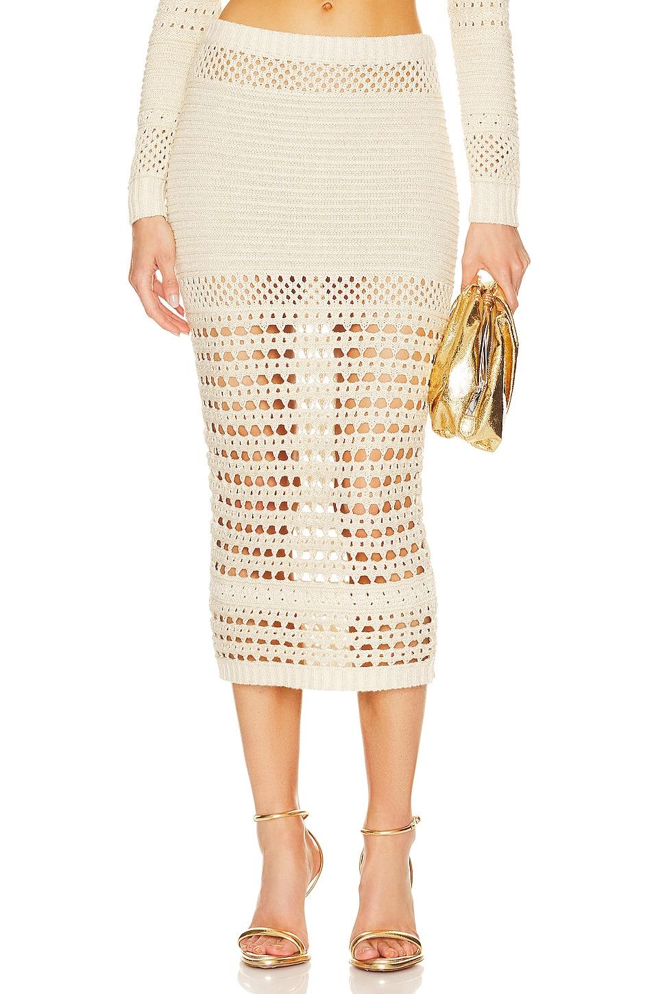 raya skirt in ivory and gold