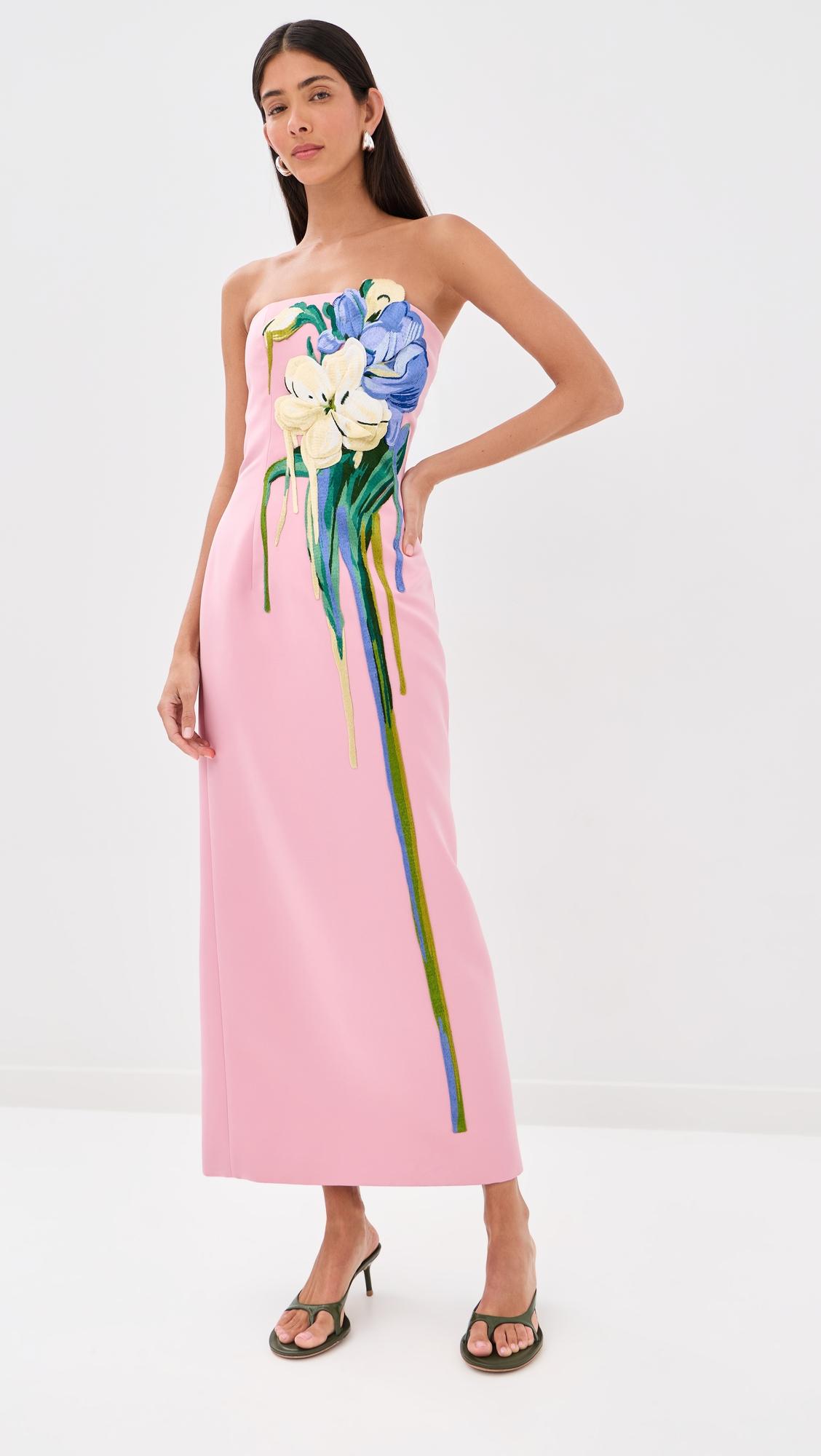 rayna embroidered bustier maxi dress