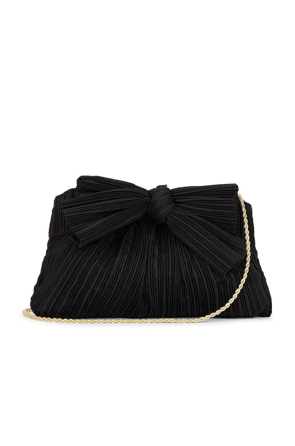 rayne pleated frame clutch with bow