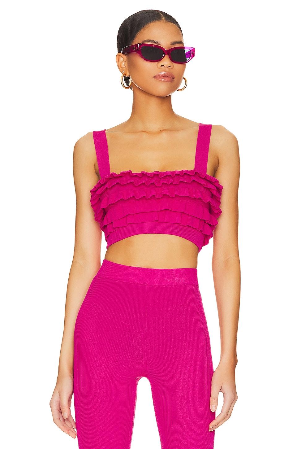 razi ruffle knit crop top