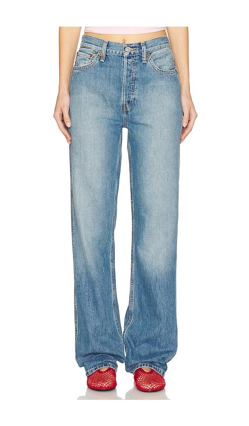 re/done 90s high rise loose jeans in blue.