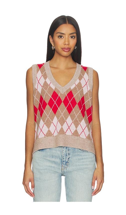 re/done argyle vest in tan,red.