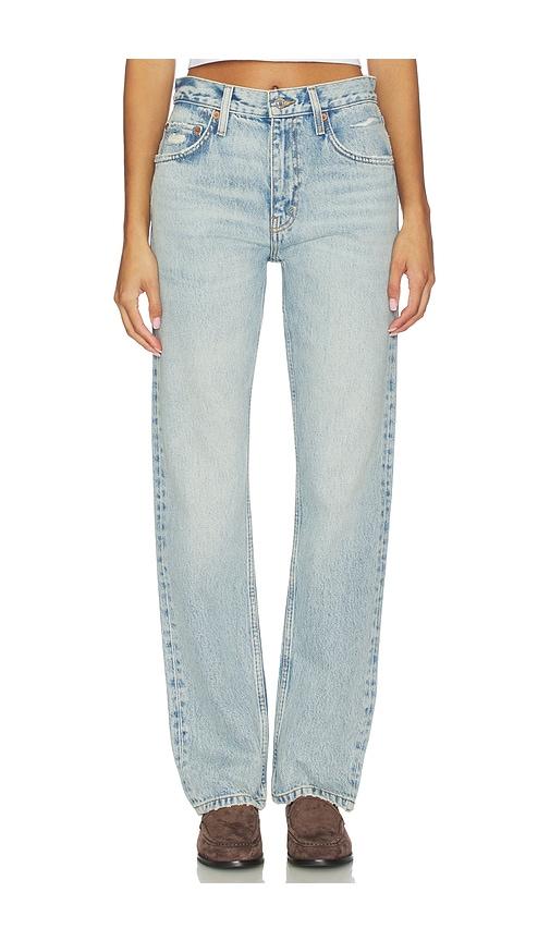re/done blondie straight jeans in blue.