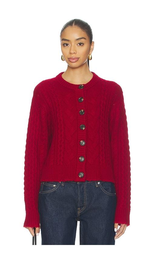 re/done cable cardigan in red.