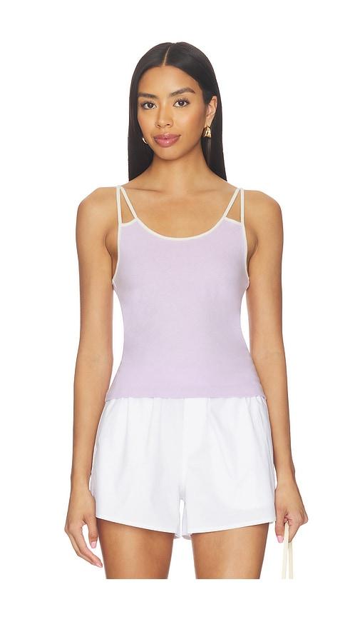 re/done contrast spaghetti tank top in purple.