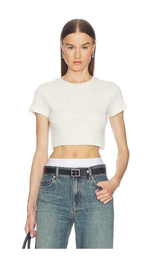 re/done cropped 60s slim tee in white.