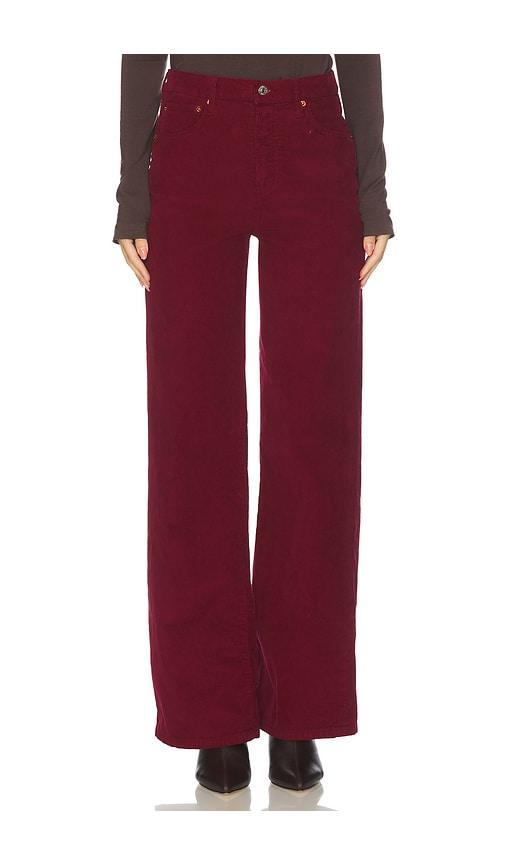 re/done high rise wide leg jeans in red.