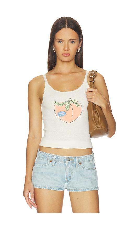 re/done lace strap tank peachy keen in white.